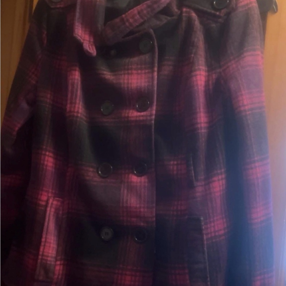 Plaid Double-Breasted Women's Coat